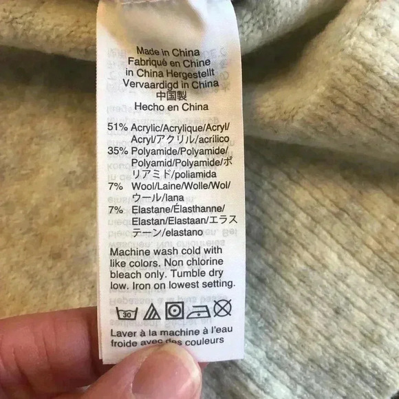 J. Crew Factory | Wool Blend Cream/Heather Gray Crewneck Longer Sweater - Picture 5 of 5